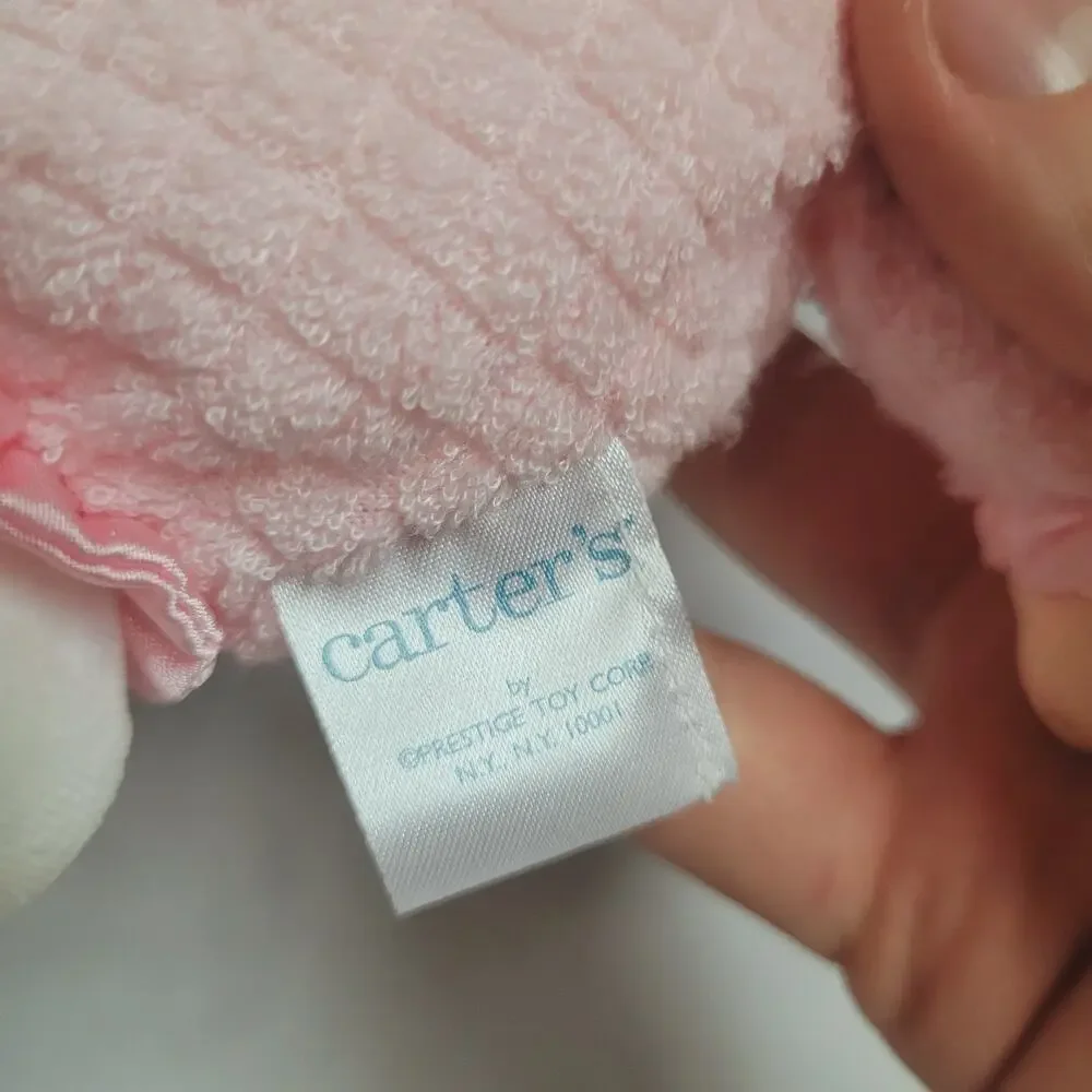 CARTERS STARTERS My First Doll Plush Rattle Waffle Knit Lovey Pink Prestige